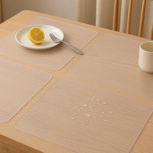12 Clear Non Slip Silicone Kitchen Place Mats Waterproof Heat Resistant Dining Table Protectors Washable Baking Pastry Mats