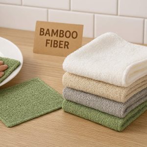 18 Natural Bamboo Fiber Kitchen Dish Cloths Odor Free Absorbent Cleaning Rags Eco Friendly Heavy Duty Scrubbing Towels