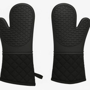 2 Heavy Duty Silicone Kitchen Oven Mitts Non Slip Heat Resistant Baking Gloves For Grilling And Cooking Two Pieces