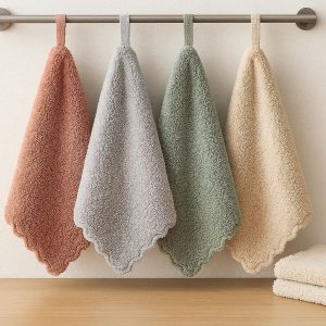 20 Thick Coral Fleece Kitchen Hand Towels Hanging Loop Absorbent Dish Cloths Ultra Soft Coral Velvet Wiping Rags