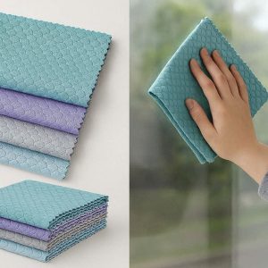 23 Lint Free Fish Scale Glass Cleaning Cloths Professional Window Polishing Rags Microfiber Mirror Wiping Towels Pack