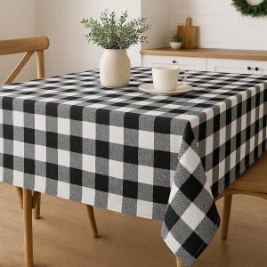 Modern Buffalo Plaid Checkered Tablecloth Washable Polyester Fabric Gingham Table Cover For Farmhouse Kitchen Holiday