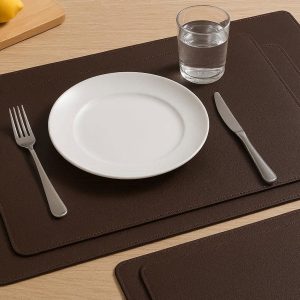 9 Washable Faux Leather Place Mats Heat Resistant Waterproof Kitchen Dining Table Mats Non Slip Stain Resistant Set